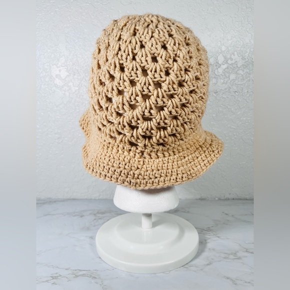 Tan Crochet Bucket Hat - Picture 3 of 7